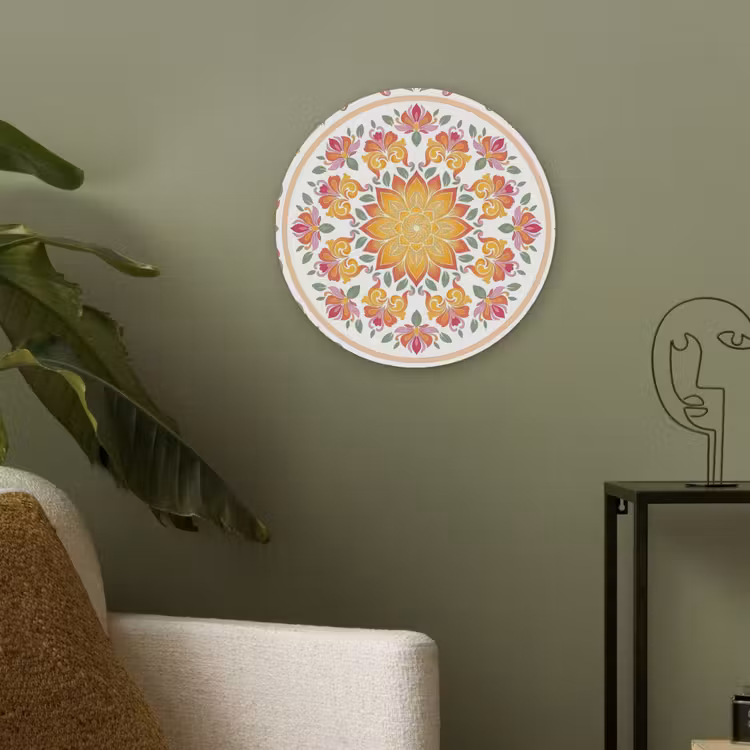 Mandala - Bloemen - Decoratie - Kleurrijk - Abstract Akoestische PET Vilt - Rond klein -sfeer2