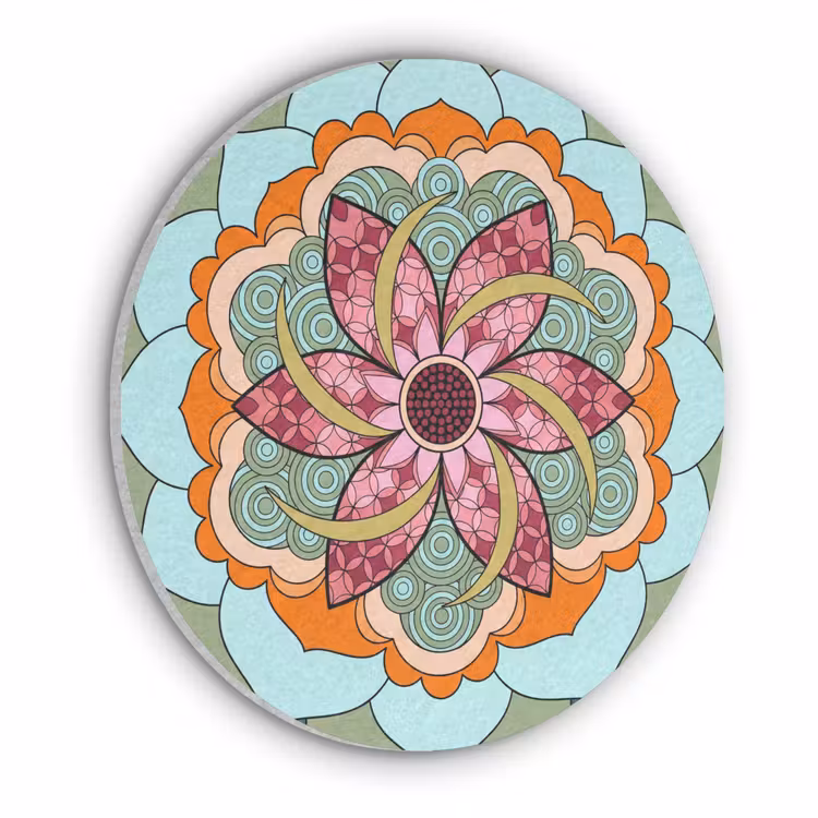 Mandala - Geometrisch - Kunst - Decoratief - Kleurrijk Akoestische PET Vilt - Rond klein -3d