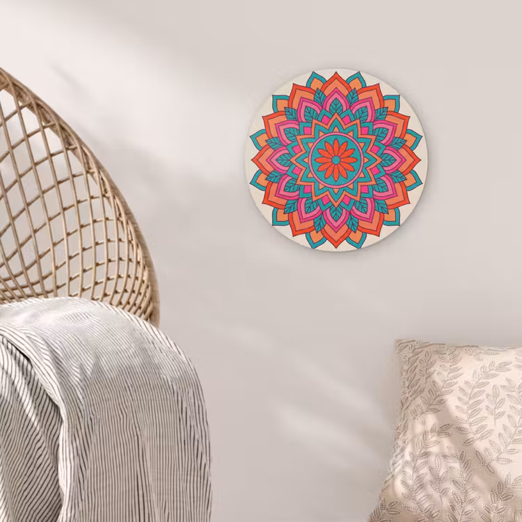 Mandala - Patroon - Abstract - Kleurrijk - Modern Akoestische PET Vilt - Rond klein -sfeer4