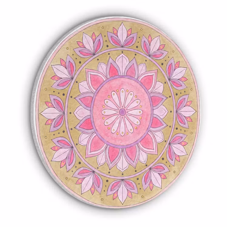 Mandala - Patroon - Kunst - Aquarel - Roze Akoestische PET Vilt - Rond klein -3d