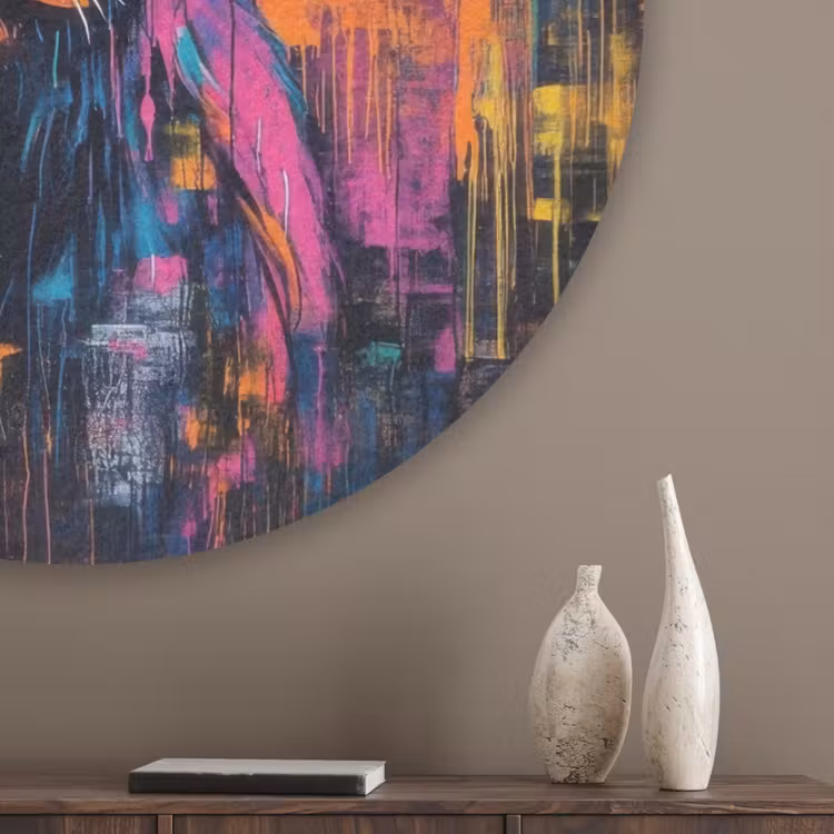 Marmer - Modern - Goud Akoestische PET Vilt - Rond klein -sfeer5_closeup
