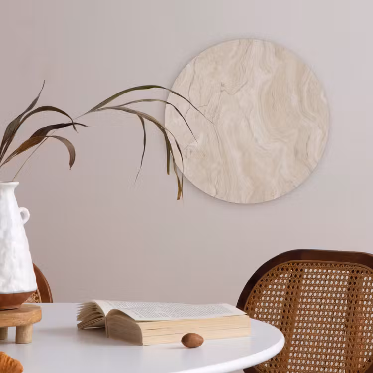 Marmer - Patroon - Beige - Steen - Abstract Akoestische PET Vilt - Rond klein -sfeer3