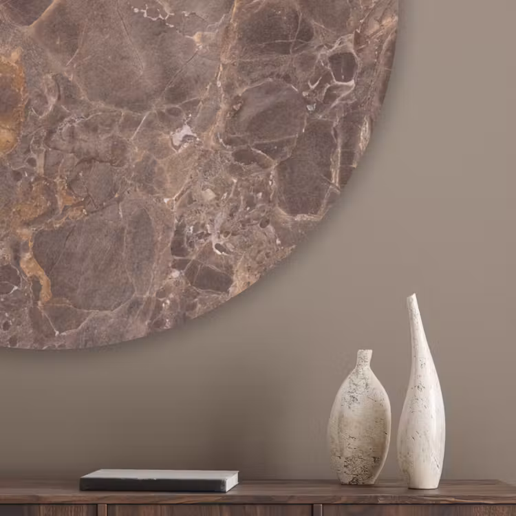 Marmer - Patroon - Natuur - Bruin - Goud Akoestische PET Vilt - Rond klein -sfeer5_closeup