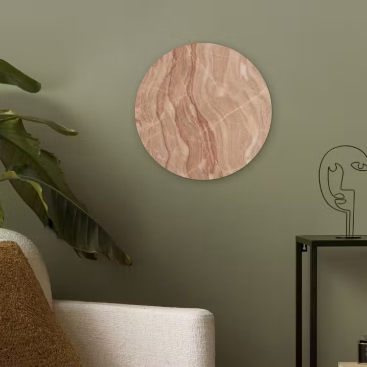 Marmer - Ader - Natuur - Abstract - Beige Akoestische PET Vilt - Rond klein -sfeer2