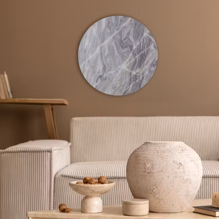 Marmer - Ader - Patroon - Abstract - Grijs Akoestische PET Vilt - Rond klein -sfeer1