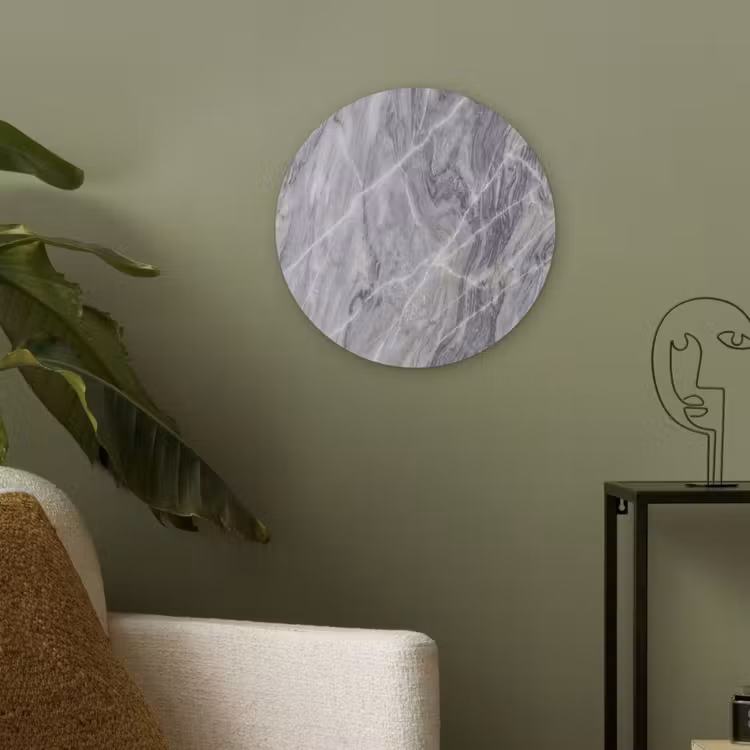 Marmer - Ader - Patroon - Abstract - Grijs Akoestische PET Vilt - Rond klein -sfeer2
