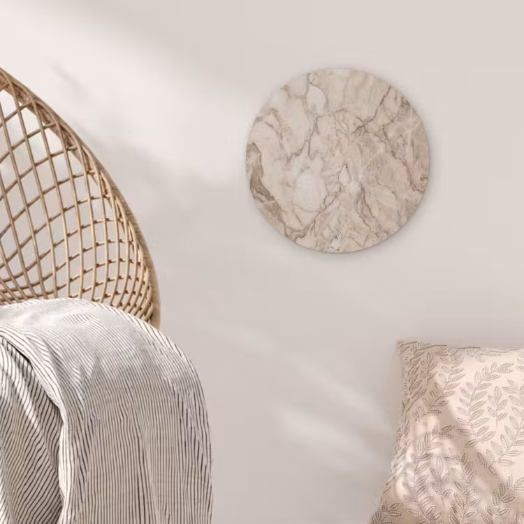 Marmer - Aderen - Textuur - Beige - Modern Akoestische PET Vilt - Rond klein -sfeer4