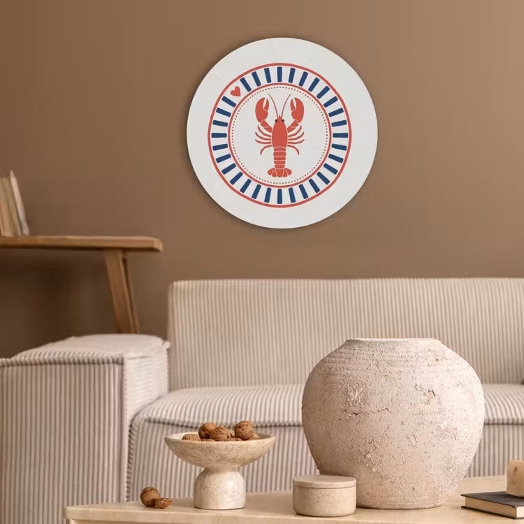 Zeeleven - Kreeft - Embleem - Grafisch - Rood Akoestische PET Vilt - Rond klein -sfeer1