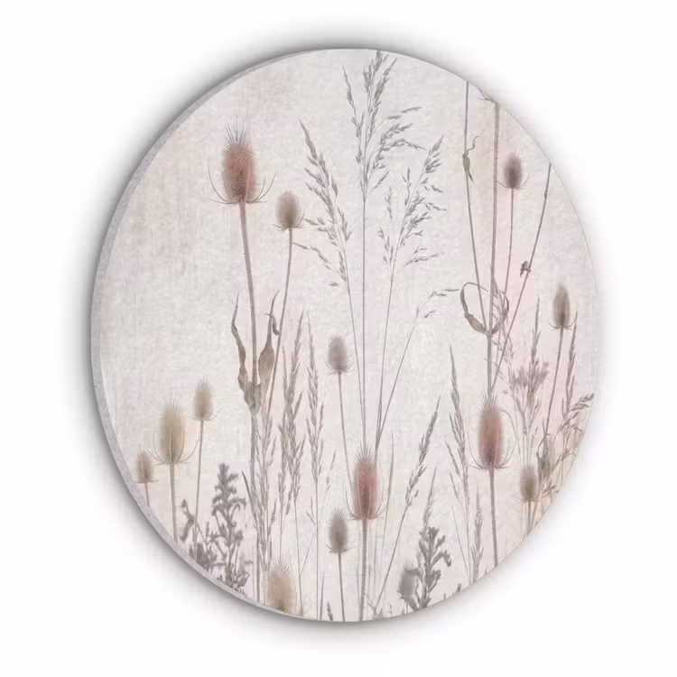 Weidebloemen - Design - Sepia Akoestische PET Vilt - Rond klein -3d