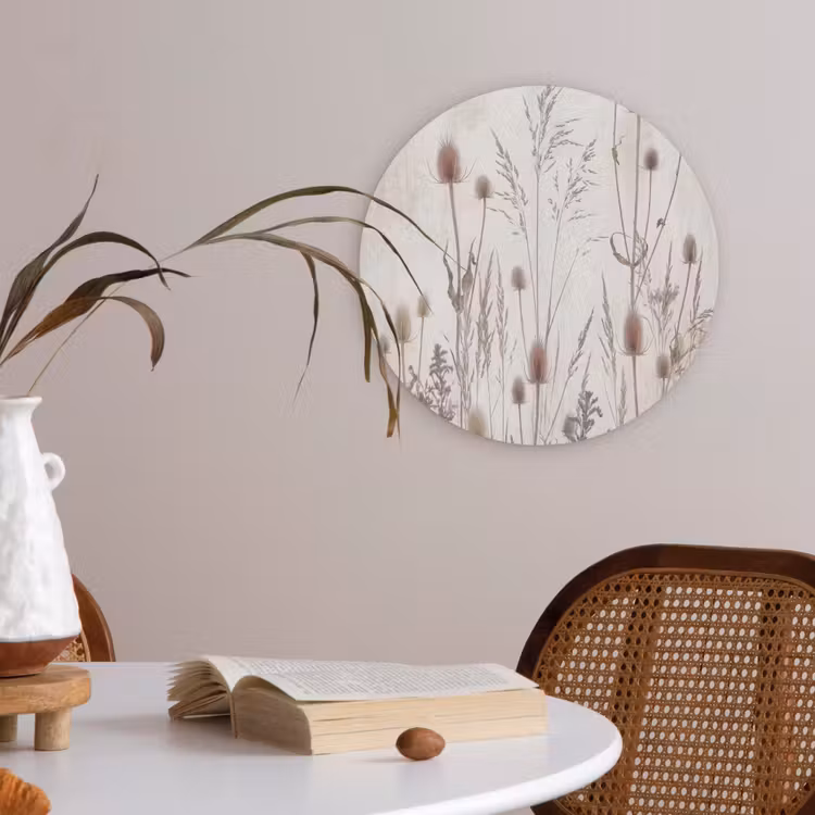 Weidebloemen - Design - Sepia Akoestische PET Vilt - Rond klein -sfeer3