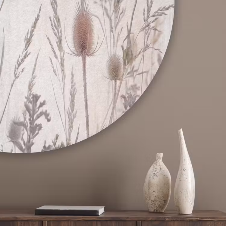 Weidebloemen - Design - Sepia Akoestische PET Vilt - Rond klein -sfeer5_closeup