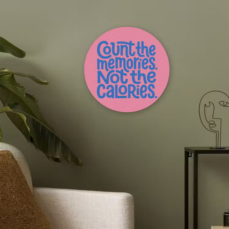 Memories - Roze - Blauw - Quote Akoestische PET Vilt - Rond klein -sfeer2