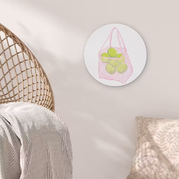 Netzakje - Roze - Illustratie - Limoenen Akoestische PET Vilt - Rond klein -sfeer4