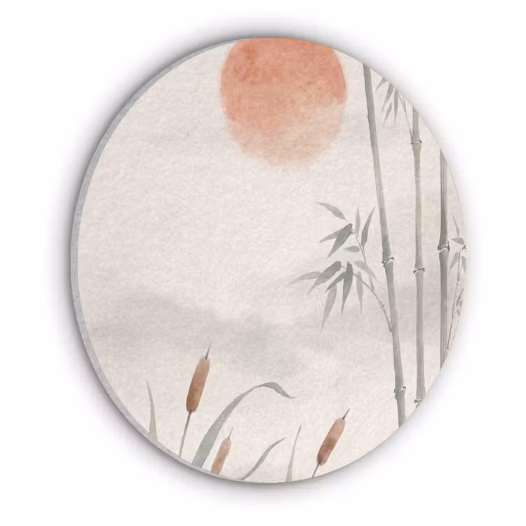 Minimalistisch - Bamboe - Groen Akoestische PET Vilt - Rond klein -3d