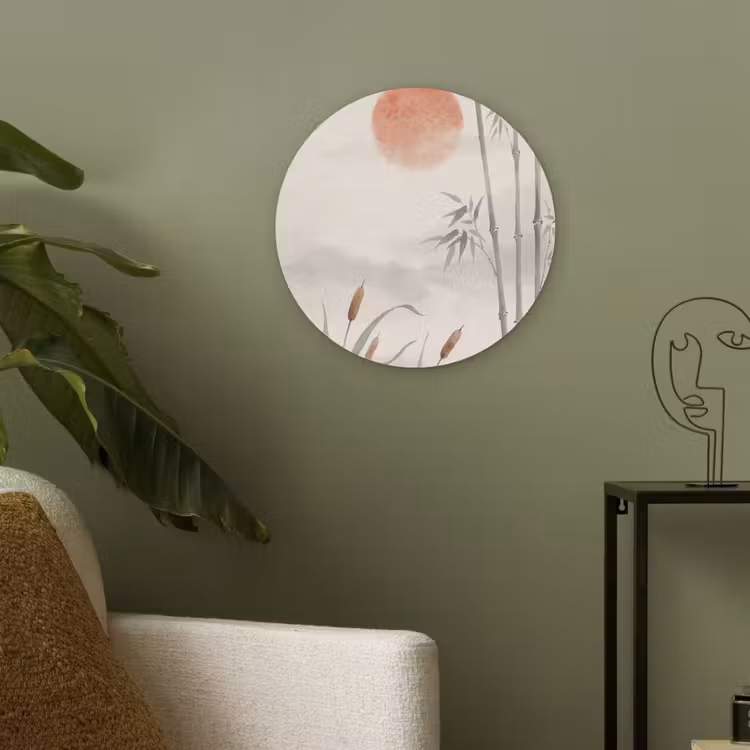 Minimalistisch - Bamboe - Groen Akoestische PET Vilt - Rond klein -sfeer2