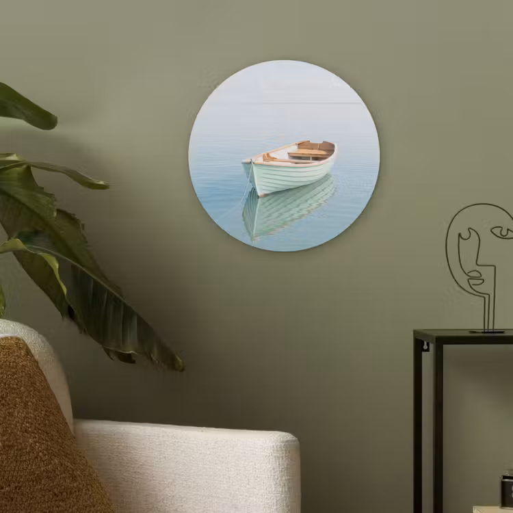 Minimalistisch - Boot - Zee Akoestische PET Vilt - Rond klein -sfeer2