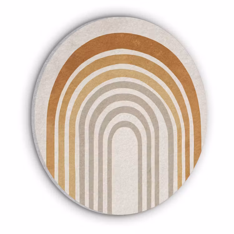 Minimalistisch - Boog - Lijnen - Beige Akoestische PET Vilt - Rond klein -3d