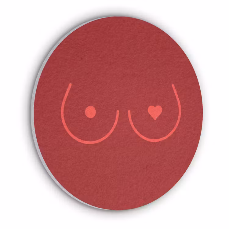 Minimalistisch - Lijnillustratie - Rood Akoestische PET Vilt - Rond klein -3d