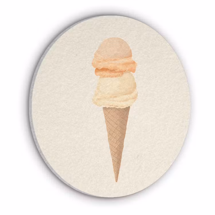 Minimalistisch - Schepijs - Hoorntje - Beige Akoestische PET Vilt - Rond klein -3d