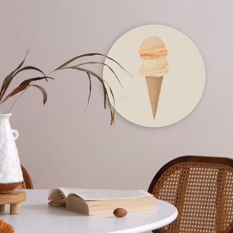 Minimalistisch - Schepijs - Hoorntje - Beige Akoestische PET Vilt - Rond klein -sfeer3