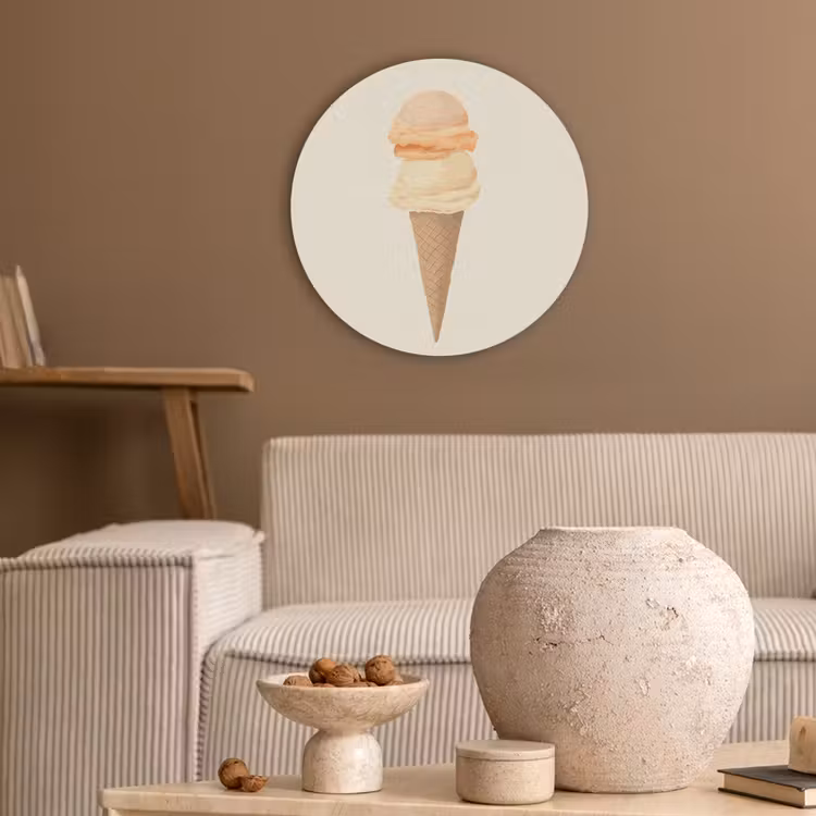 Minimalistisch - Schepijs - Hoorntje - Beige Akoestische PET Vilt - Rond klein -sfeer1