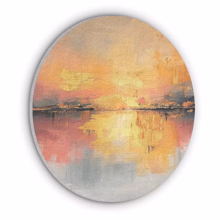Modern - Abstract - Goud - Roze Akoestische PET Vilt - Rond klein -3d