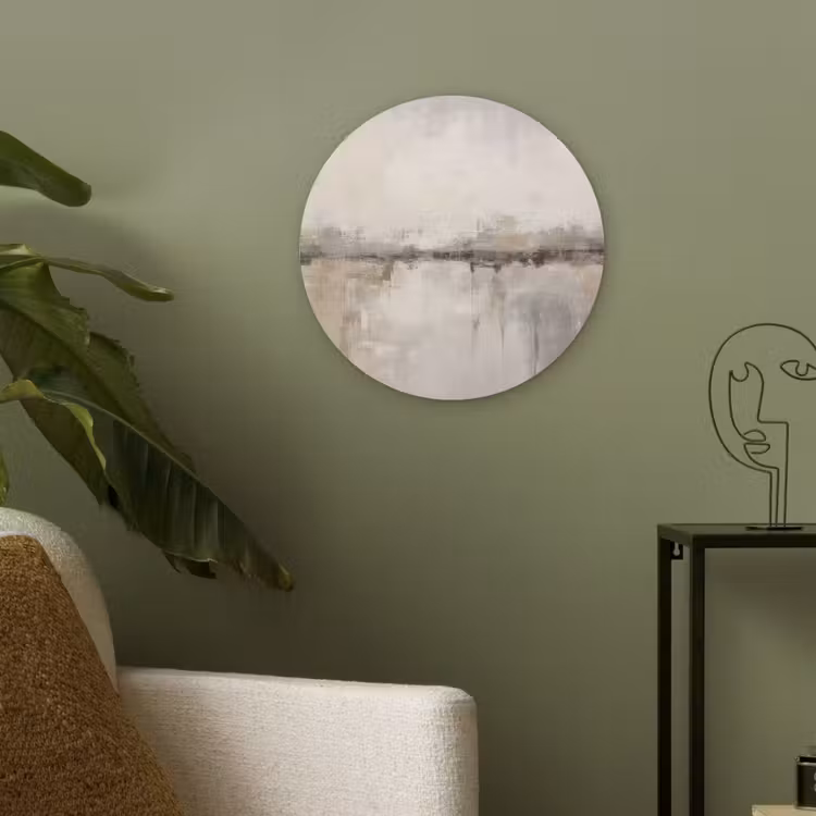 Moderne kunst - Abstract - Beige Akoestische PET Vilt - Rond klein -sfeer2