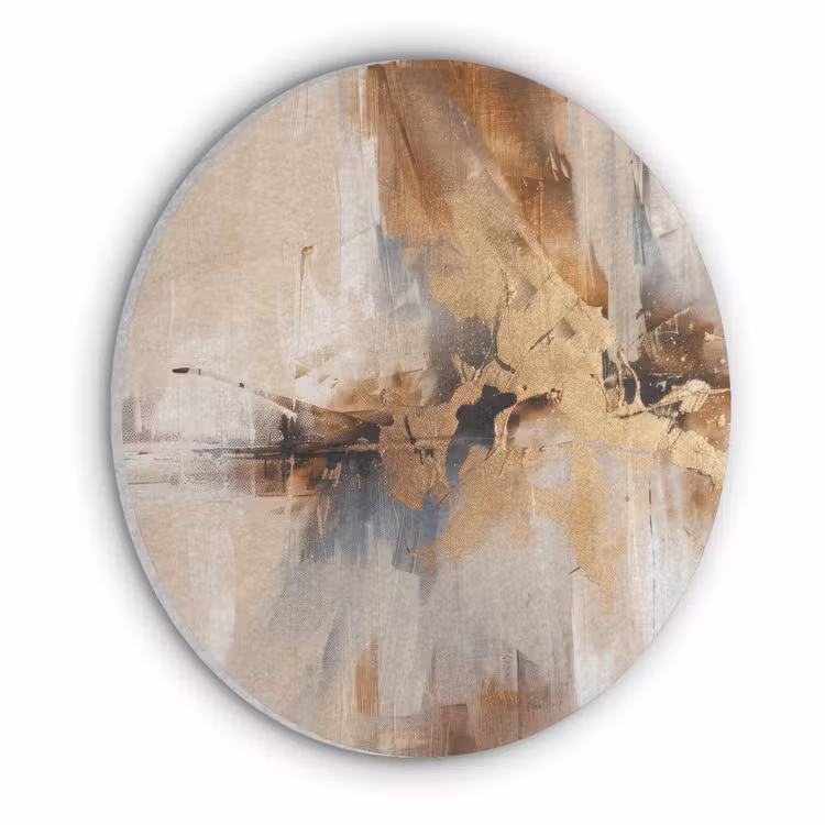Modern - Bruin - Abstract - Beige Akoestische PET Vilt - Rond klein -3d