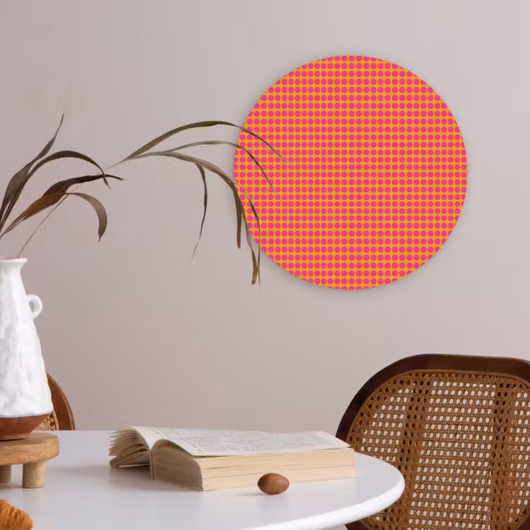 Modern - Stippen - Oranje Akoestische PET Vilt - Rond klein 838 -sfeer3