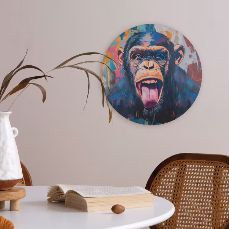 Aap - Tong - Abstract - Zwart Akoestische PET Vilt - Rond klein -sfeer3