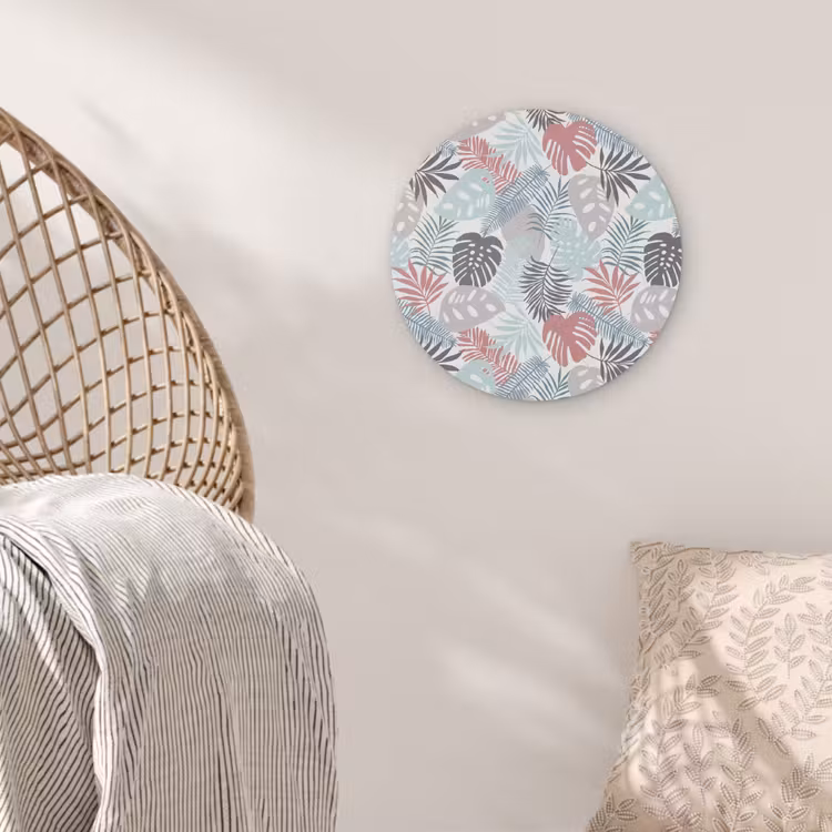 Monstera - Pastel - Bladeren - Tropical Akoestische PET Vilt - Rond klein -sfeer4