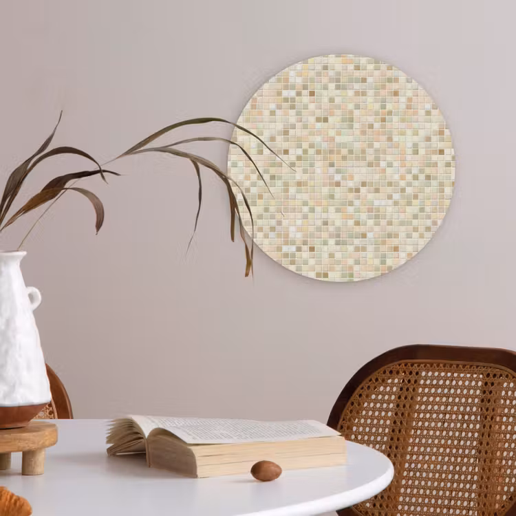 Mozaïek - Patroon - Beige Akoestische PET Vilt - Rond klein 838 -sfeer3