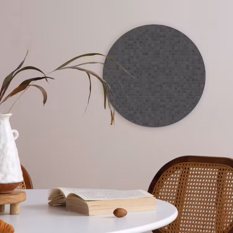 Mozaïek - Patroon - Zwart Akoestische PET Vilt - Rond klein 838 -sfeer3
