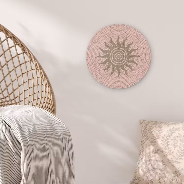 Mozaïek - Zon - Patroon - Klassiek - Roze Akoestische PET Vilt - Rond klein -sfeer4