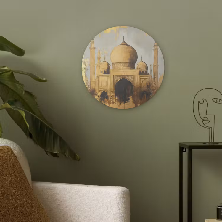Moskee - Goud - Arabisch - Ramadan - Islamitische Akoestische PET Vilt - Rond klein -sfeer2