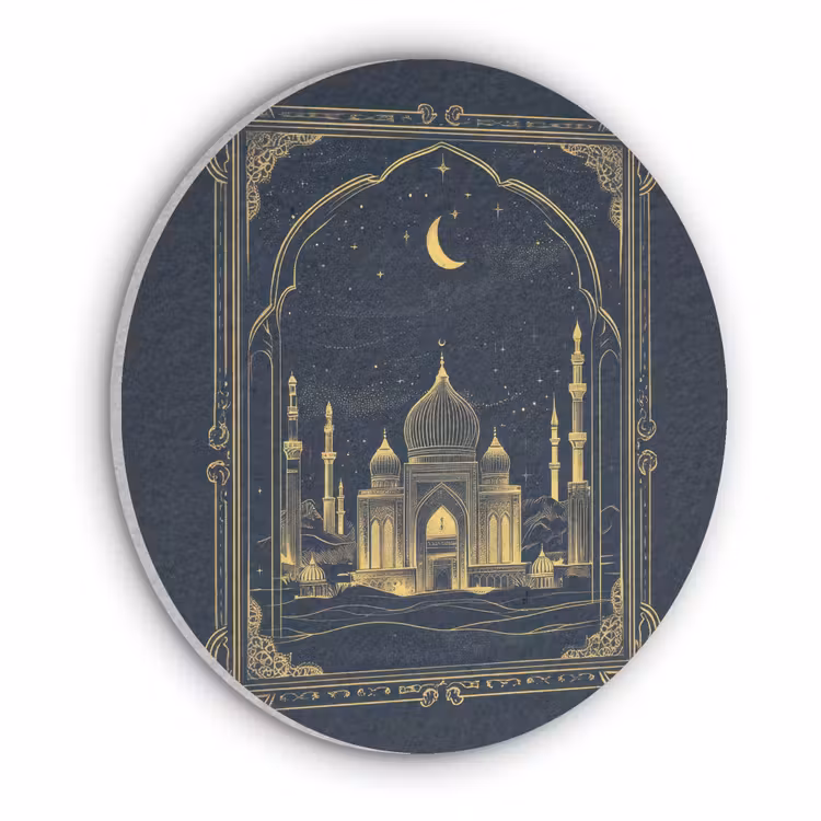Moskee - Islam - Goud - Ramadan - Islamitische Akoestische PET Vilt - Rond klein -3d
