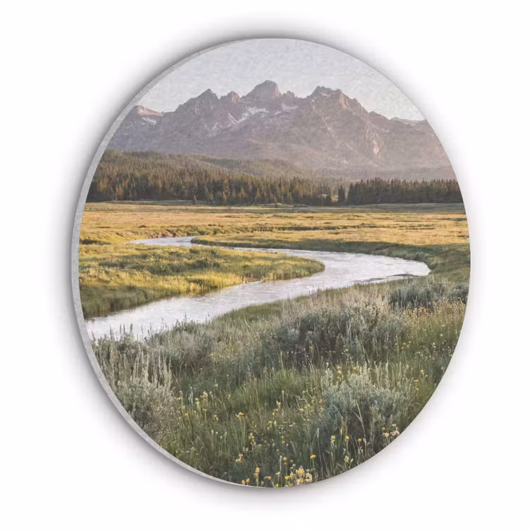 Berglandschap - Rivier - Bos Akoestische PET Vilt - Rond klein -3d