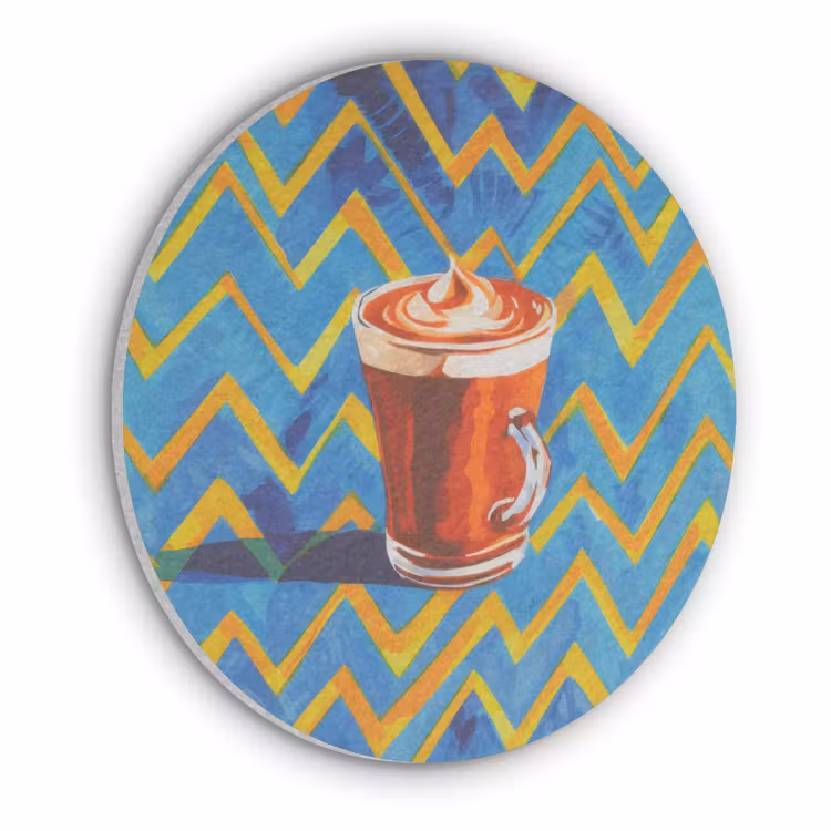 Mok - Koffie - Zigzag - Slagroom Akoestische PET Vilt - Rond klein -3d