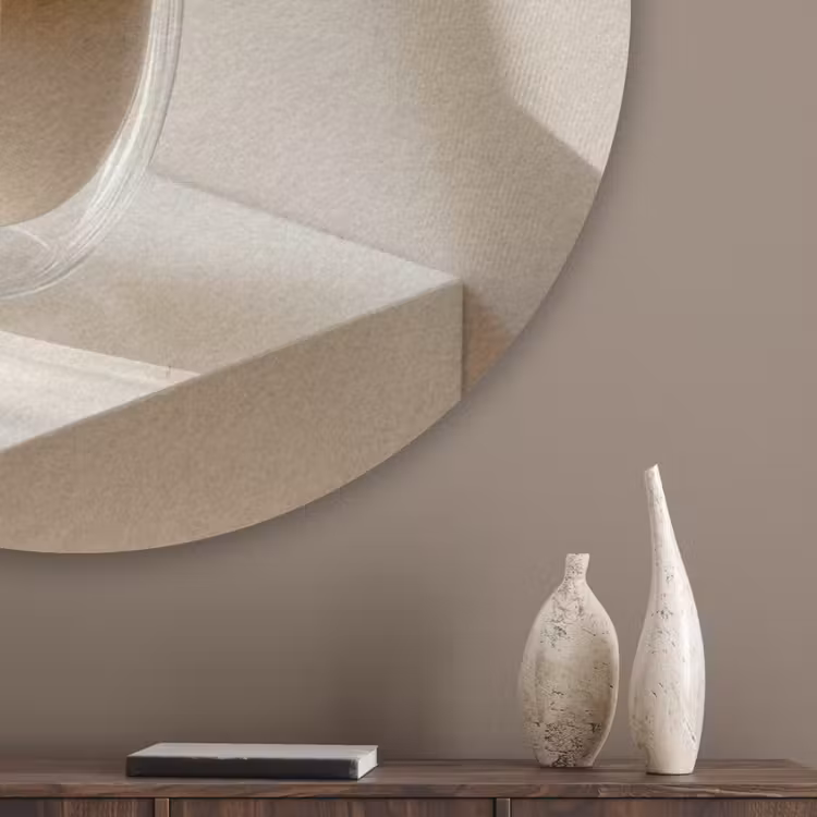 Mok - Latte - Minimalistisch - Schaduw Akoestische PET Vilt - Rond klein -sfeer5_closeup
