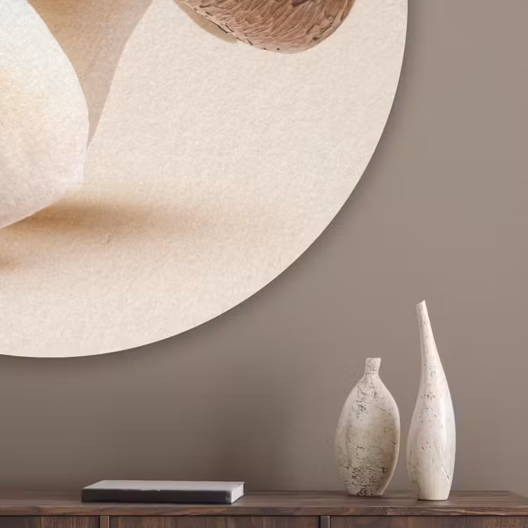 Champignons - Zacht - Beige Akoestische PET Vilt - Rond klein -sfeer5_closeup