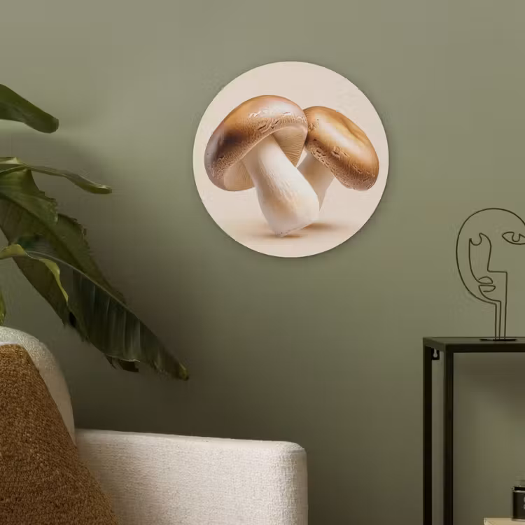 Champignons - Zacht - Beige Akoestische PET Vilt - Rond klein -sfeer2