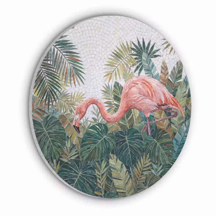 Natuur - Bladeren - Abstract - Groen - Vogel Akoestische PET Vilt - Rond klein -3d