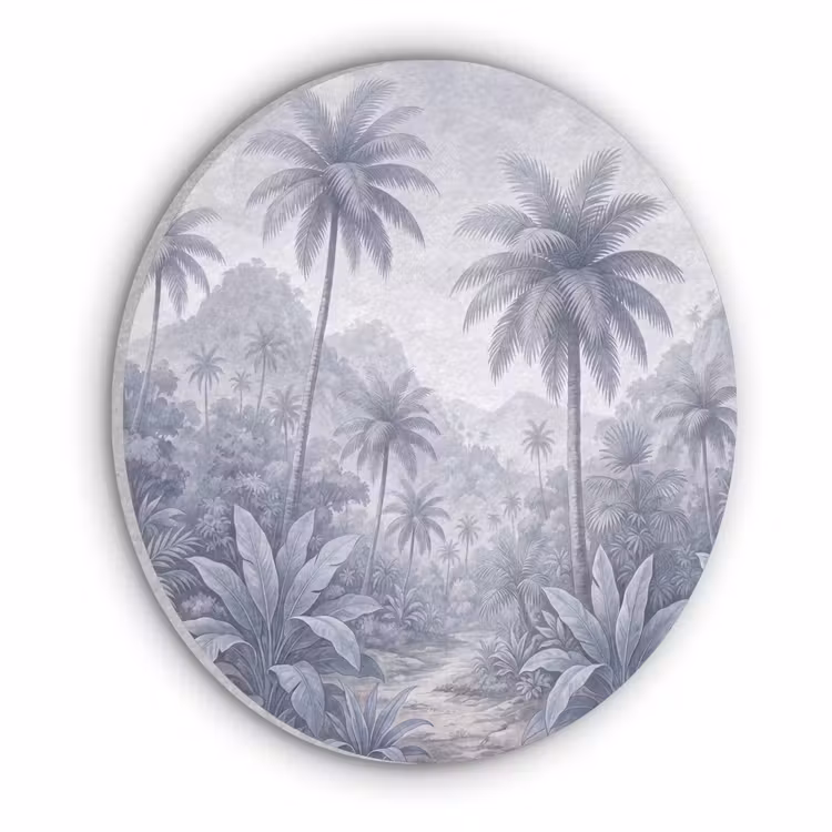Natuur - Boom - Tropisch - Landschap - Blauw Akoestische PET Vilt - Rond klein -3d