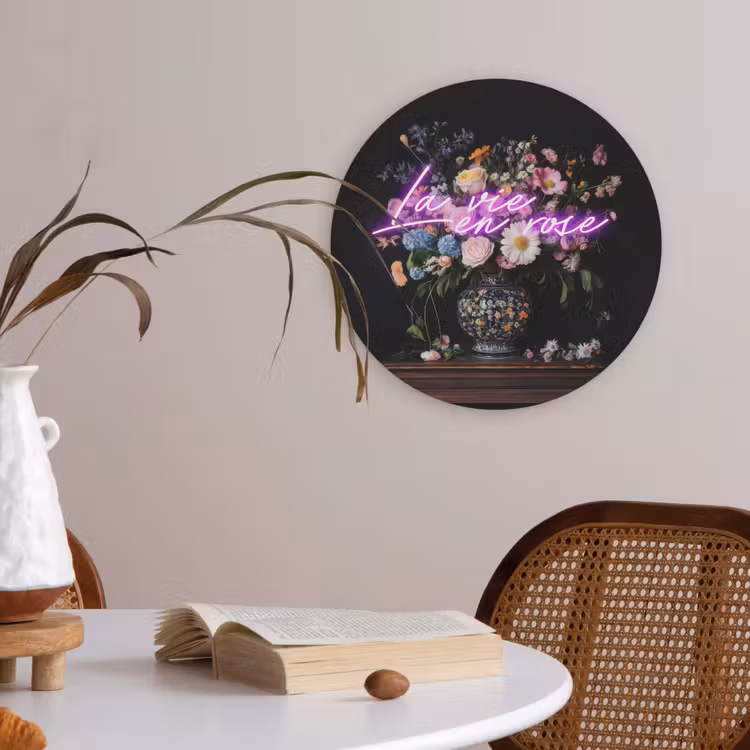Neon - Vaas - Bloemen Akoestische PET Vilt - Rond klein -sfeer3