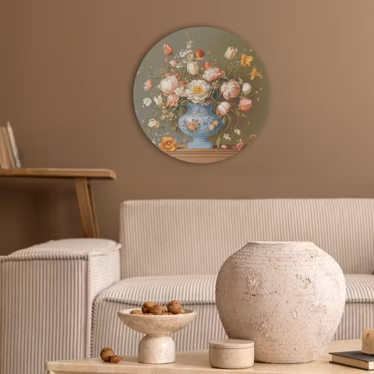 Neutral - Bloemen - Boeket - Vaas Akoestische PET Vilt - Rond klein -sfeer1