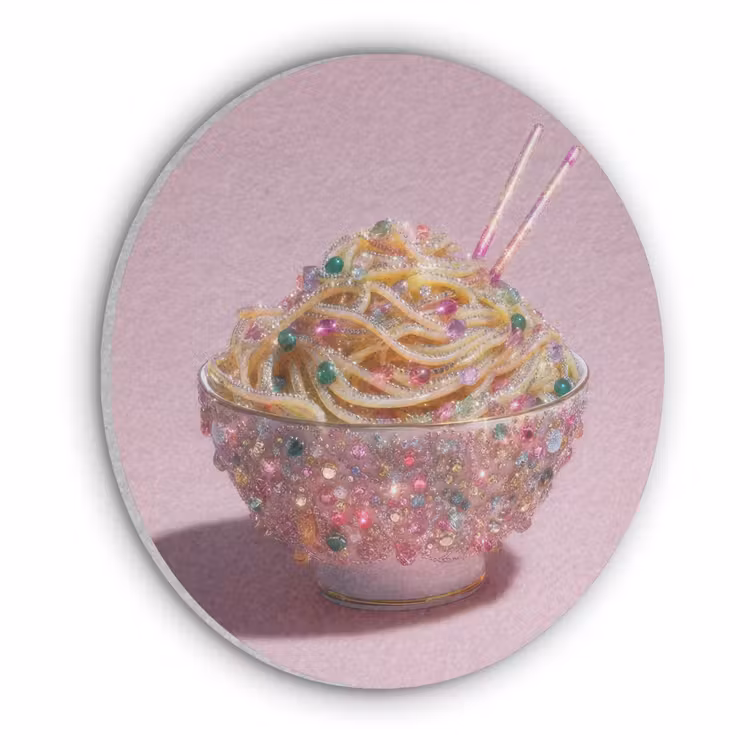 Noodles - Edelstenen - Stokjes - Roze Akoestische PET Vilt - Rond klein -3d
