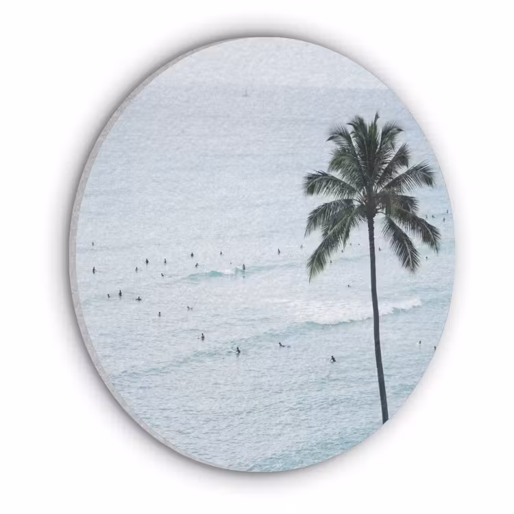 Oceaan - Palmbomen - Surfers Akoestische PET Vilt - Rond klein -3d