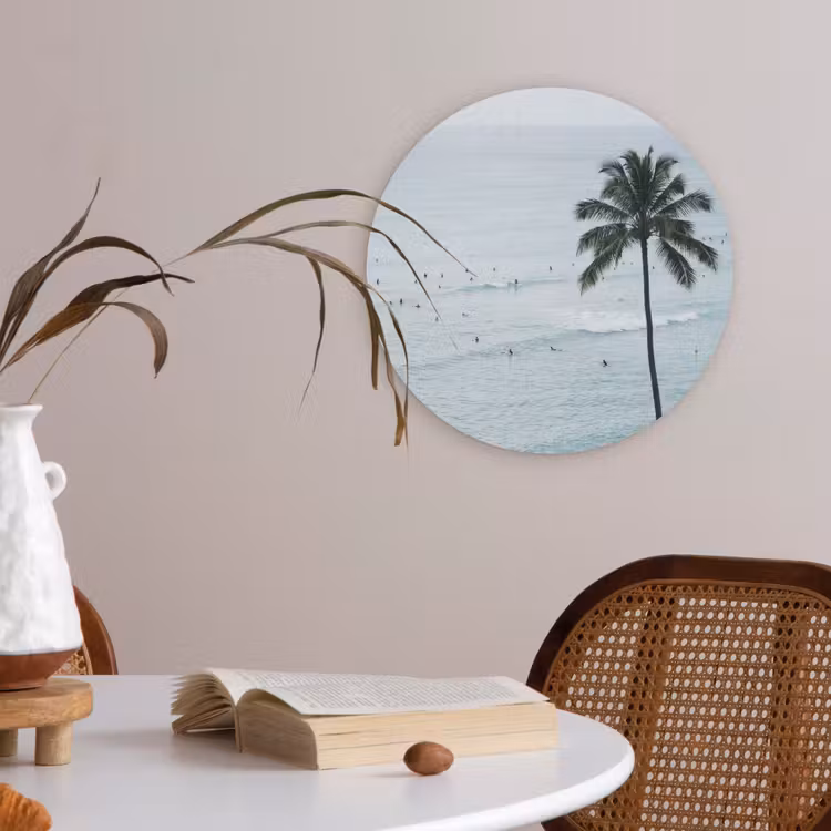 Oceaan - Palmbomen - Surfers Akoestische PET Vilt - Rond klein -sfeer3