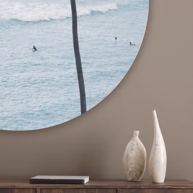 Oceaan - Palmbomen - Surfers Akoestische PET Vilt - Rond klein -sfeer5_closeup