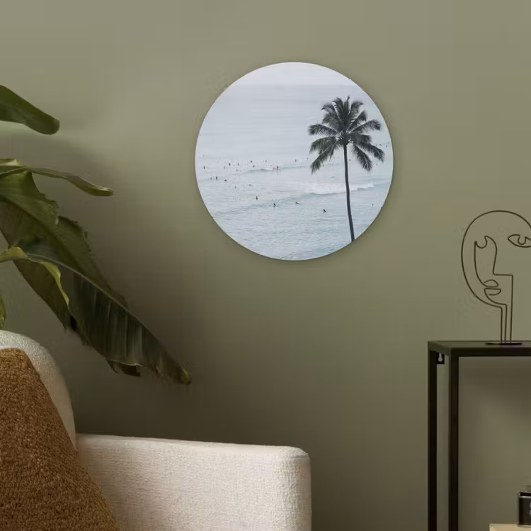 Oceaan - Palmbomen - Surfers Akoestische PET Vilt - Rond klein -sfeer2
